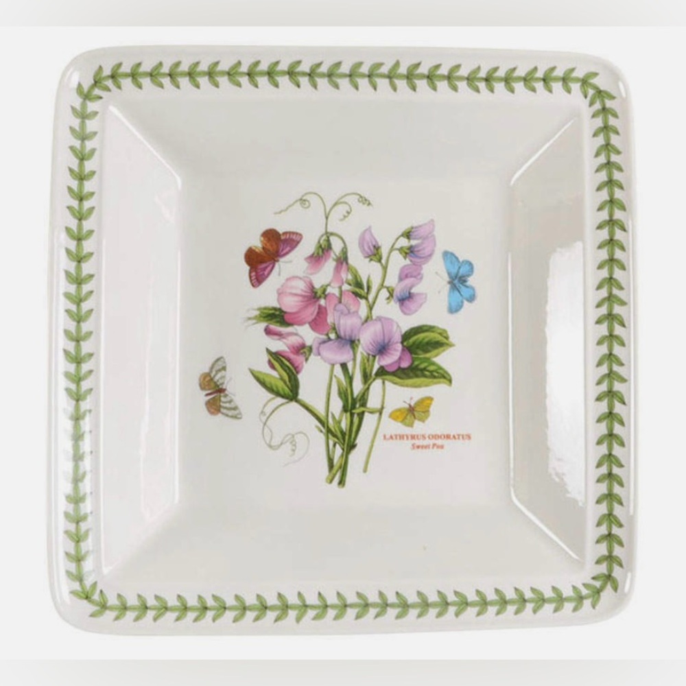NWOT Portmeirion Botanic Garden Sweet Pea 12" Square Platter Tray Bowl Flora NEW